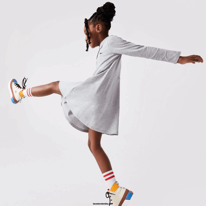 chicas Lacoste 6F243282 lomo gris cca vestido tipo polo de piqué