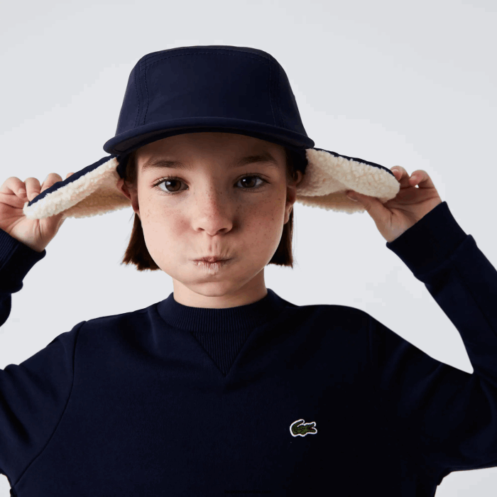 chicas Lacoste 6F243287 azul marino 166 vestido de polar con espalda plisada