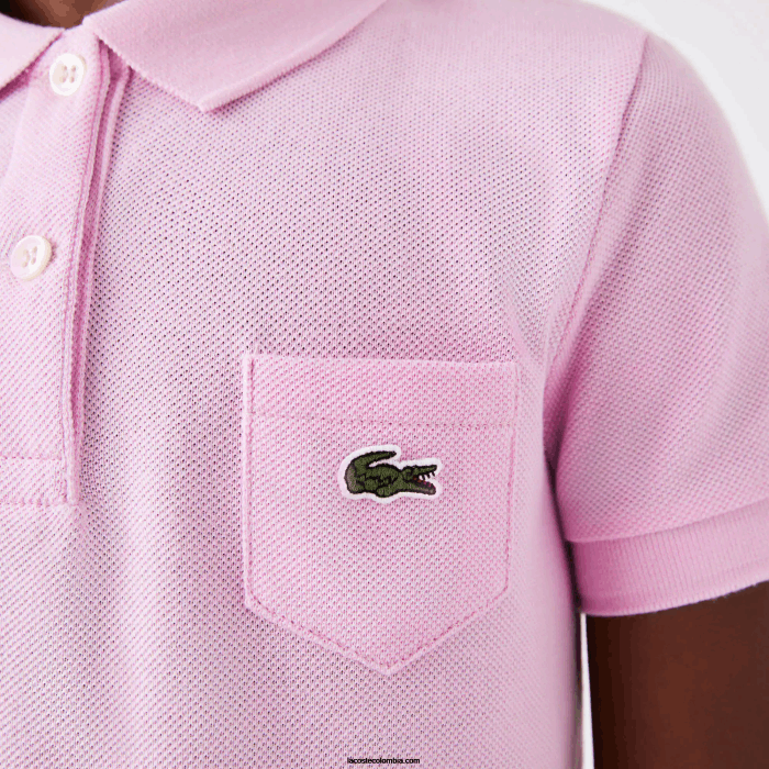 chicas Lacoste 6F243288 rosa z4h vestido tipo polo de algodón