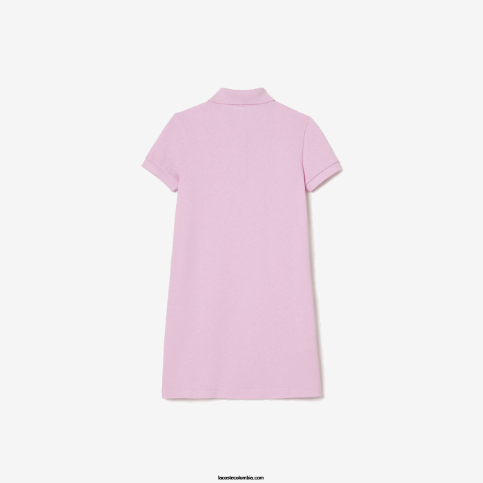 chicas Lacoste 6F243288 rosa z4h vestido tipo polo de algodón