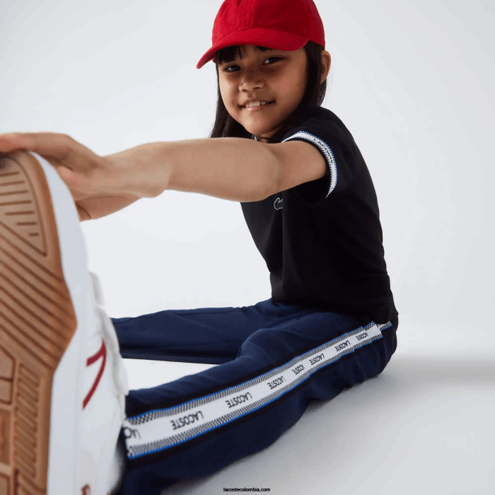 chicas Lacoste 6F243289 azul marino 166 pantalones oversize con bandas laterales
