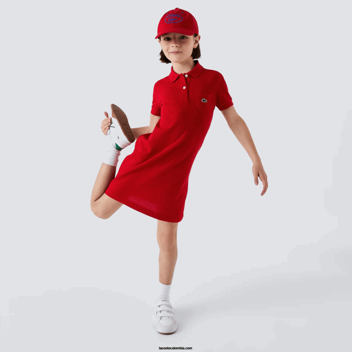 chicas Lacoste 6F243290 rojo 240 vestido tipo polo de algodón