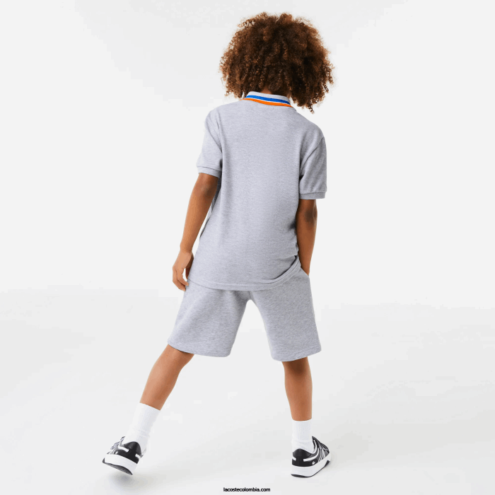 Niños Lacoste 6F242953 gris chino blanco w9d polo de petit piqué de algodón con cuello tricolor