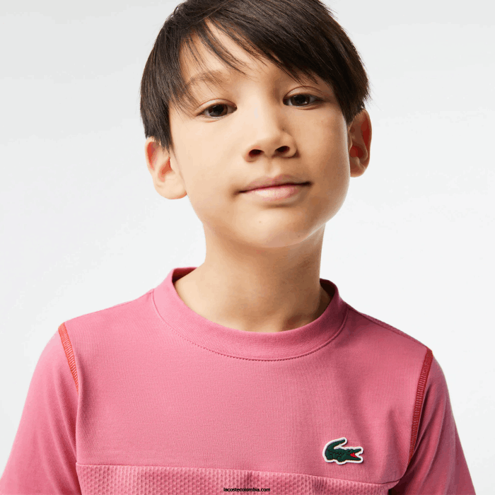 Niños Lacoste 6F243004 rosa rojo azul c1y camiseta de tenis x daniil medvedev