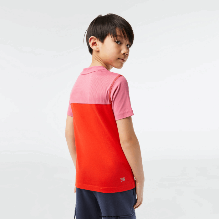 Niños Lacoste 6F243004 rosa rojo azul c1y camiseta de tenis x daniil medvedev