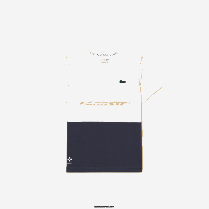 Niños Lacoste 6F243005 blanco azul naranja wyi camiseta de tenis x daniil medvedev