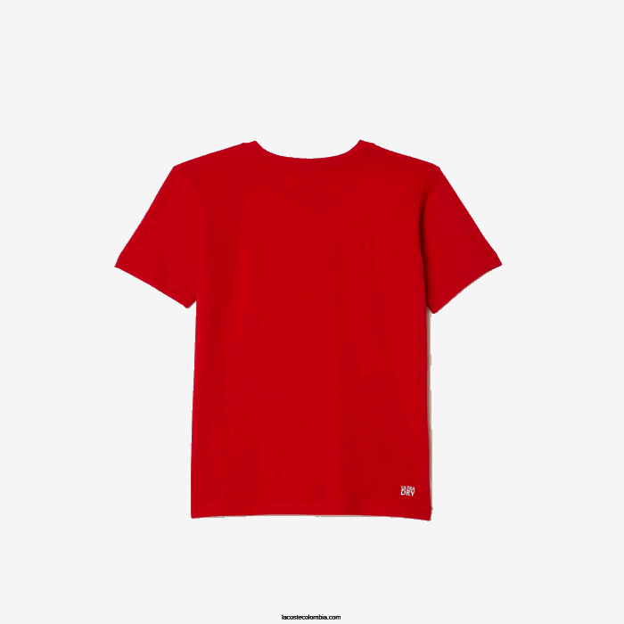 Niños Lacoste 6F243025 rojo 240 camiseta deportiva de mezcla de algodón transpirable