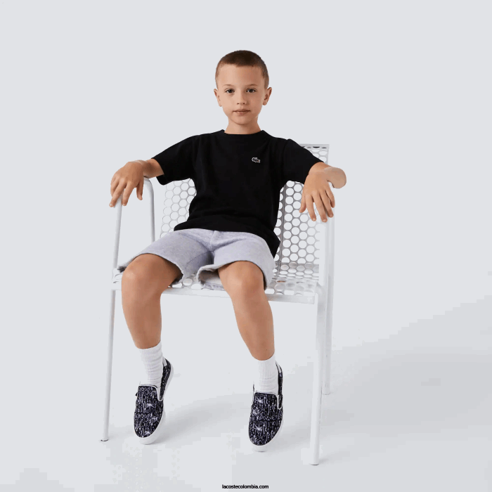 Niños Lacoste 6F243028 negro 031 camiseta deportiva de mezcla de algodón transpirable