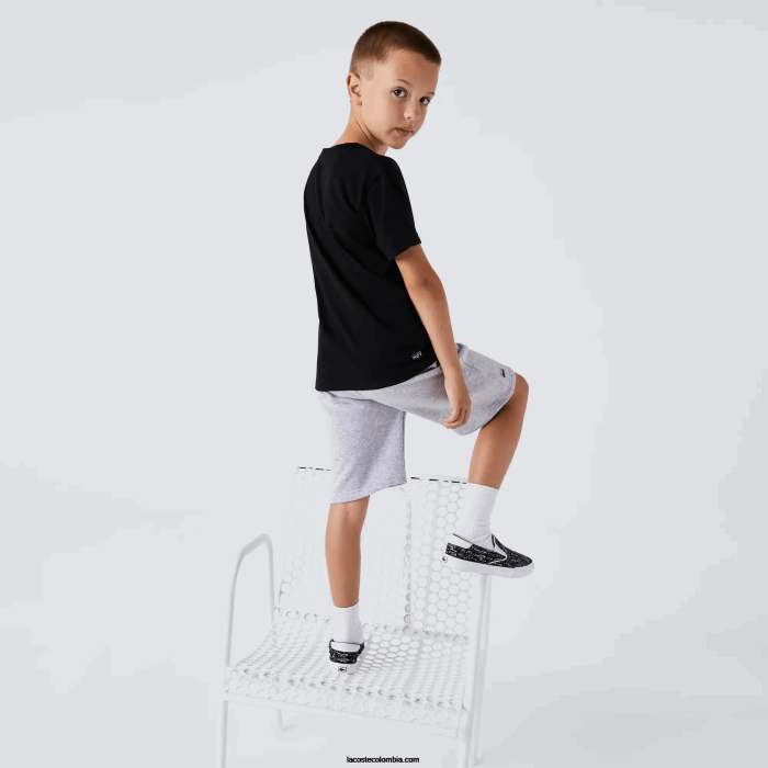 Niños Lacoste 6F243028 negro 031 camiseta deportiva de mezcla de algodón transpirable