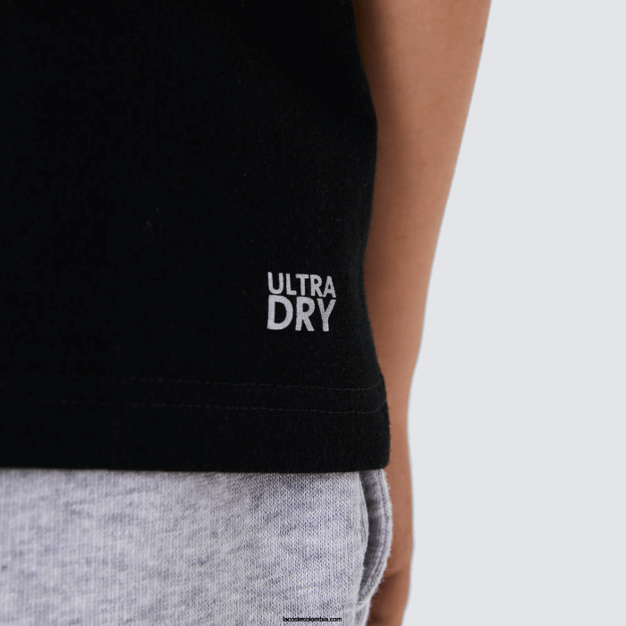 Niños Lacoste 6F243028 negro 031 camiseta deportiva de mezcla de algodón transpirable