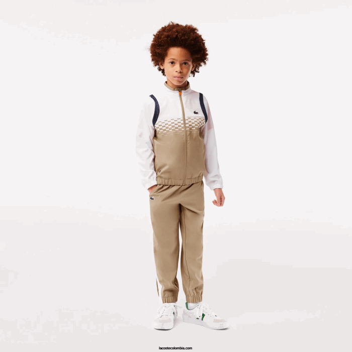 Niños Lacoste 6F243042 beige blanco azul naranja wri conjunto jogger tennis x daniil medvedev