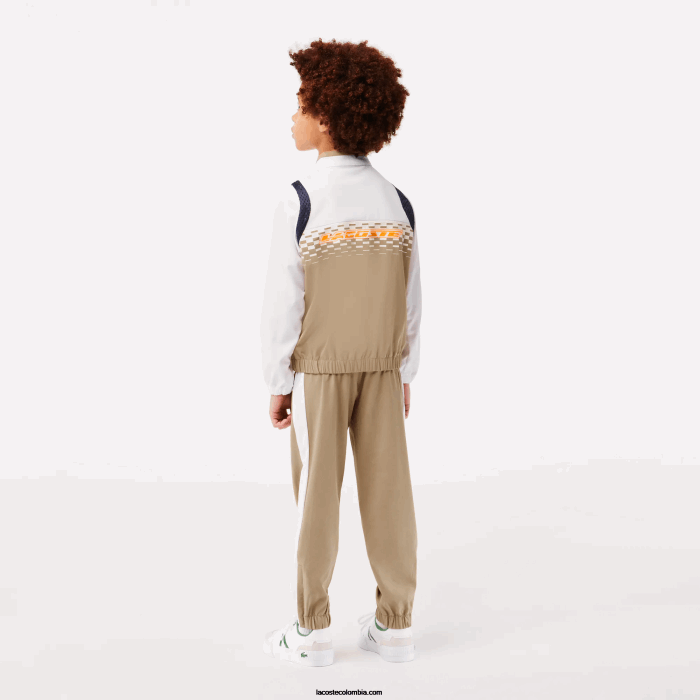 Niños Lacoste 6F243042 beige blanco azul naranja wri conjunto jogger tennis x daniil medvedev