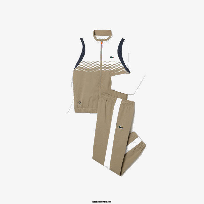 Niños Lacoste 6F243042 beige blanco azul naranja wri conjunto jogger tennis x daniil medvedev