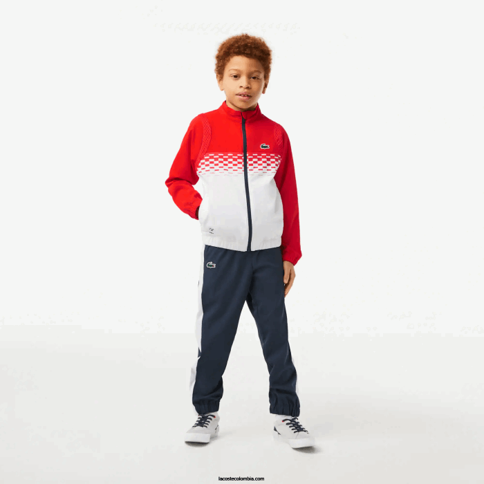 Niños Lacoste 6F243043 rojo blanco azul cf1 conjunto jogger tennis x daniil medvedev