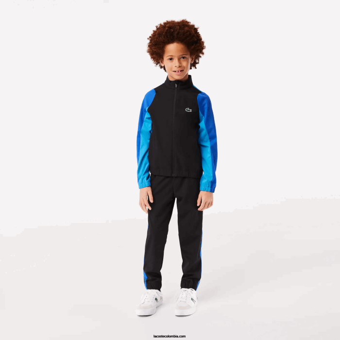 Niños Lacoste 6F243047 negro azul amarillo ayf jogger de tenis con bloques de color