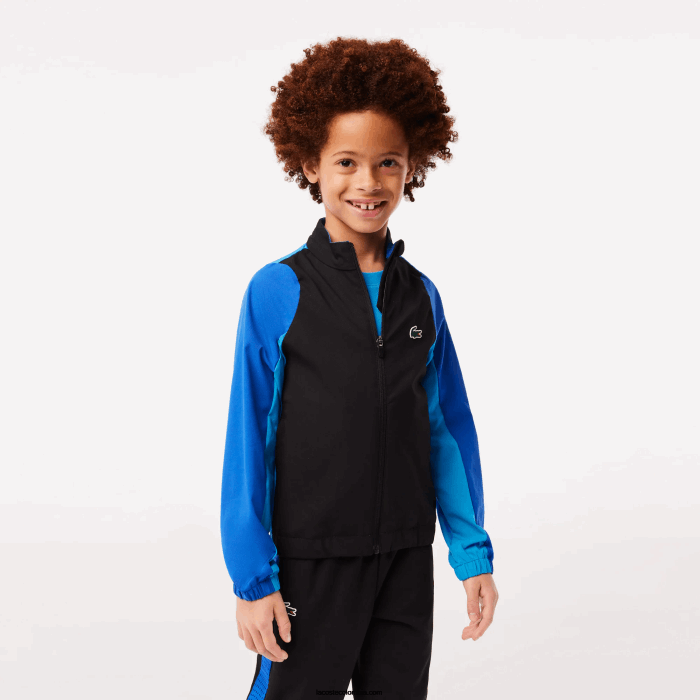 Niños Lacoste 6F243047 negro azul amarillo ayf jogger de tenis con bloques de color