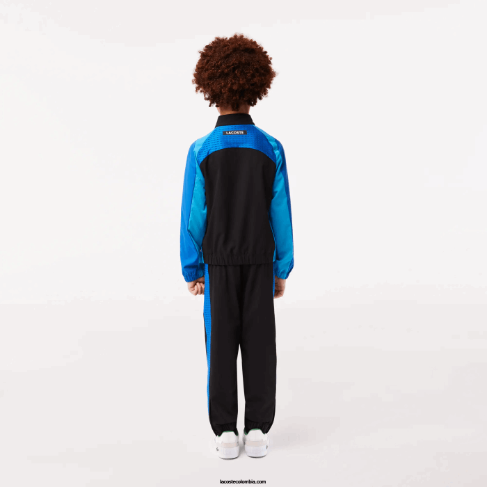 Niños Lacoste 6F243047 negro azul amarillo ayf jogger de tenis con bloques de color