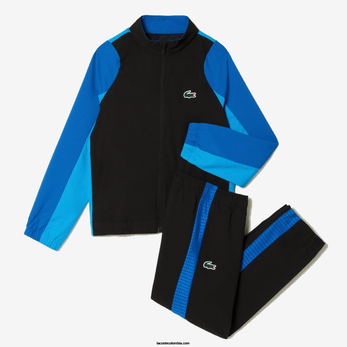 Niños Lacoste 6F243047 negro azul amarillo ayf jogger de tenis con bloques de color
