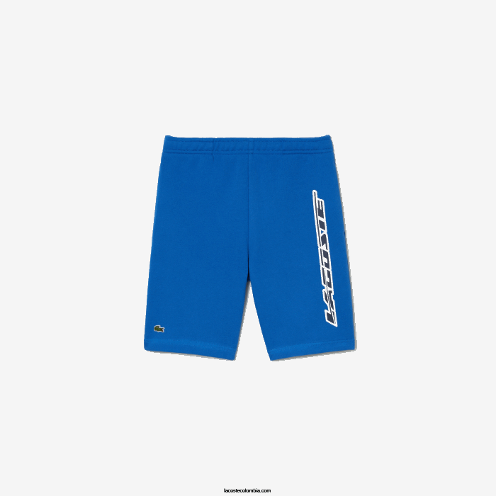 Niños Lacoste 6F243087 kxb azul shorts de algodón orgánico con logo en contraste