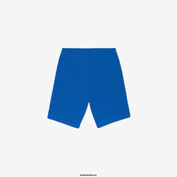 Niños Lacoste 6F243087 kxb azul shorts de algodón orgánico con logo en contraste