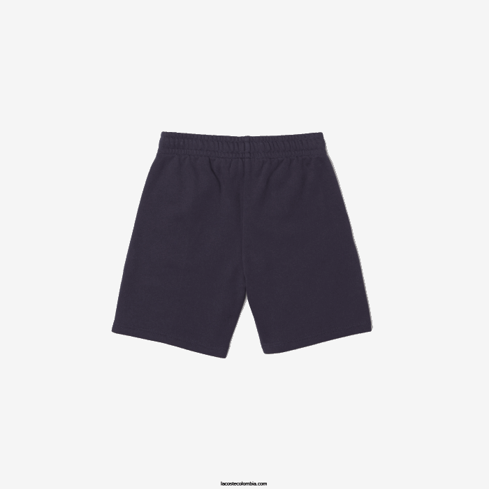 Niños Lacoste 6F243088 kxe azul shorts de algodón orgánico con logo en contraste