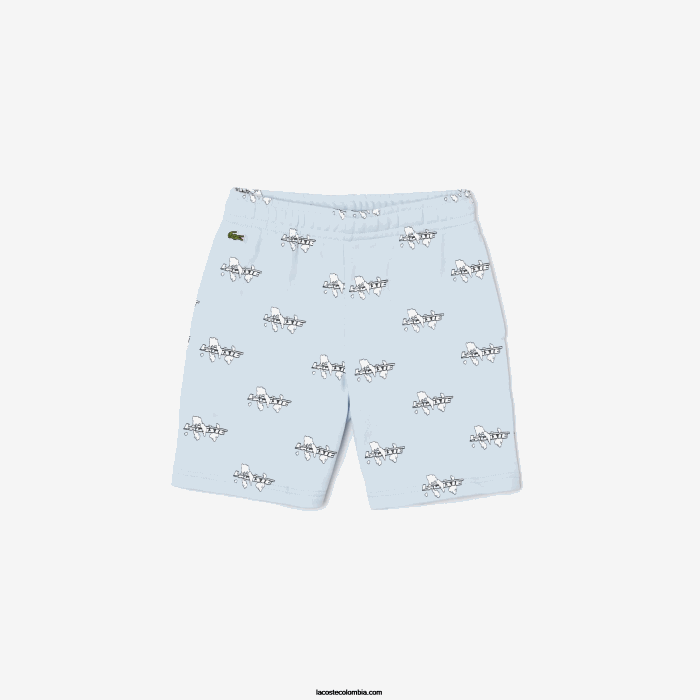 Niños Lacoste 6F243102 azul claro t01 shorts de franela de algodón orgánico estampado