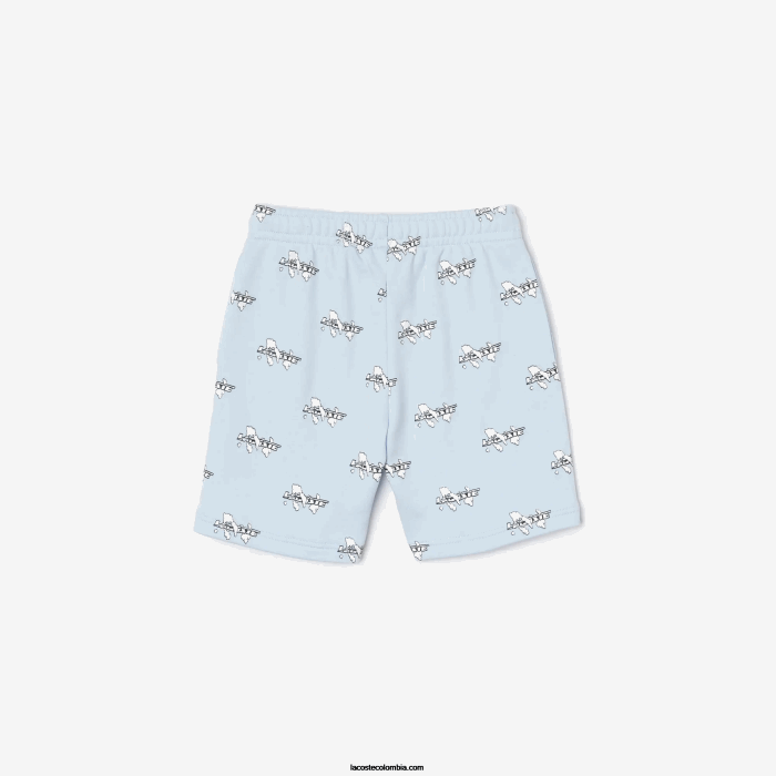 Niños Lacoste 6F243102 azul claro t01 shorts de franela de algodón orgánico estampado