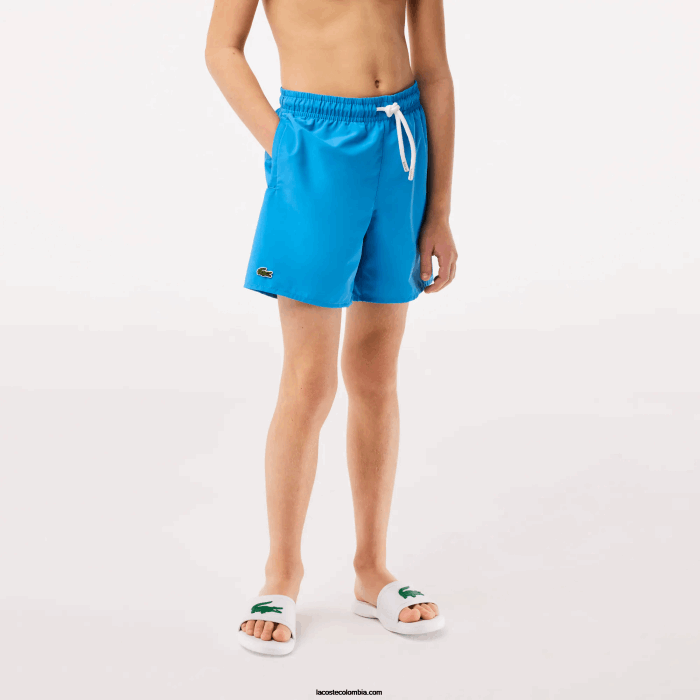 Niños Lacoste 6F243103 azul verde wii shorts de baño lisos de secado rápido