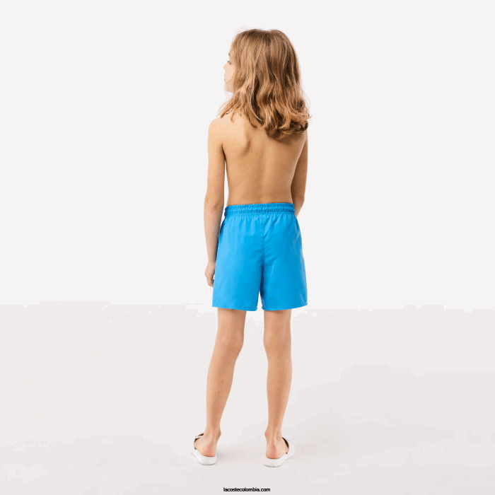 Niños Lacoste 6F243103 azul verde wii shorts de baño lisos de secado rápido