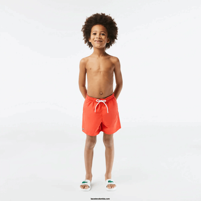 Niños Lacoste 6F243104 peluca verde naranja shorts de baño lisos de secado rápido Niños Lacoste 6F243104 peluca verde naranja shorts de baño lisos de secado rápido