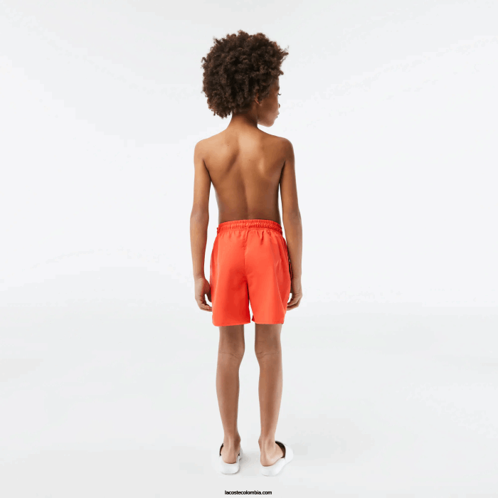 Niños Lacoste 6F243104 peluca verde naranja shorts de baño lisos de secado rápido