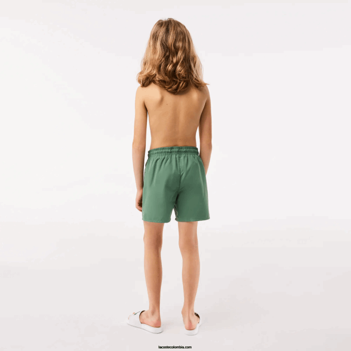 Niños Lacoste 6F243105 verde caqui wij shorts de baño lisos de secado rápido