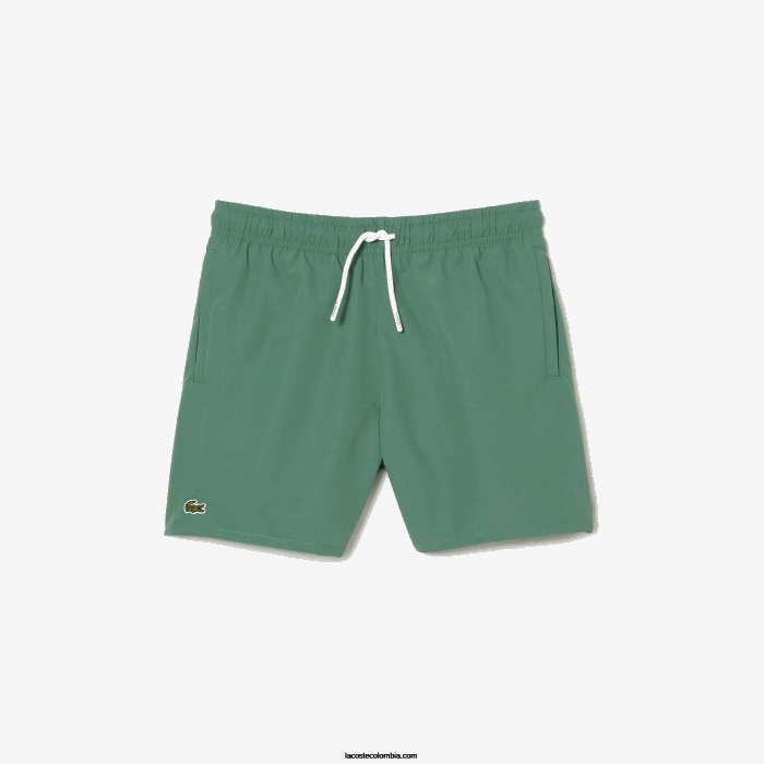 Niños Lacoste 6F243105 verde caqui wij shorts de baño lisos de secado rápido