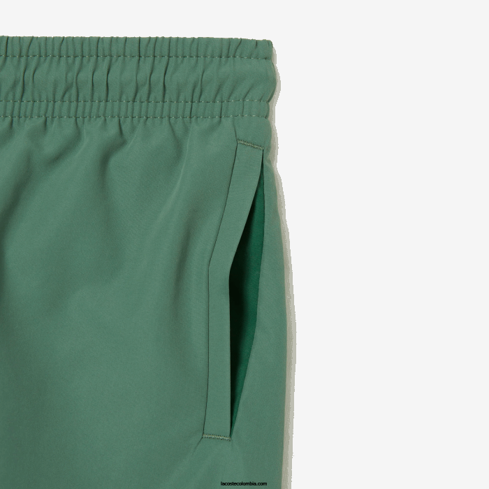 Niños Lacoste 6F243105 verde caqui wij shorts de baño lisos de secado rápido