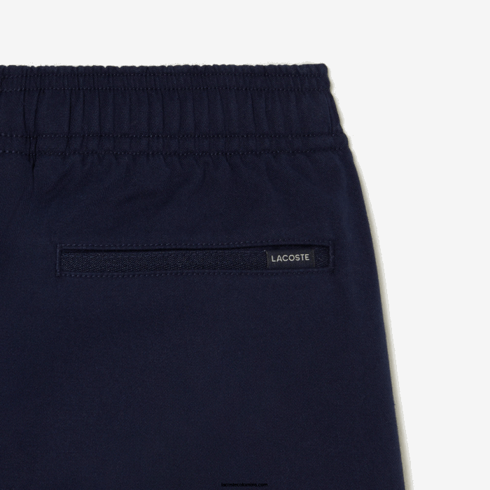 Niños Lacoste 6F243106 azul marino 166 bermudas de gabardina de algodón ligero