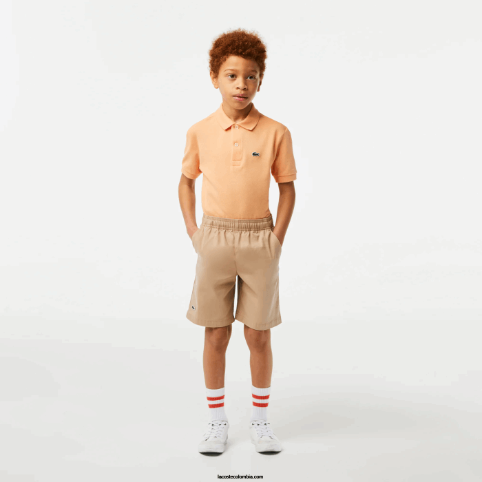 Niños Lacoste 6F243107 beige wu7 bermudas de gabardina de algodón ligero Niños Lacoste 6F243107 beige wu7 bermudas de gabardina de algodón ligero