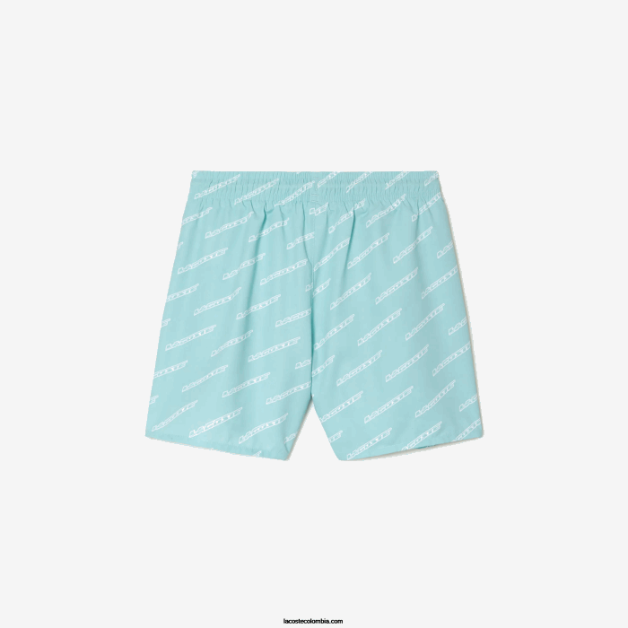 Niños Lacoste 6F243108 menta lgf bañador de poliéster reciclado estampado