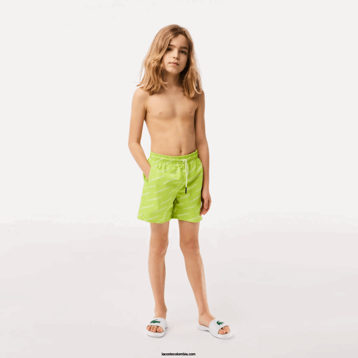 Niños Lacoste 6F243109 amarillo blanco 9zv bañador de poliéster reciclado estampado Niños Lacoste 6F243109 amarillo blanco 9zv bañador de poliéster reciclado estampado