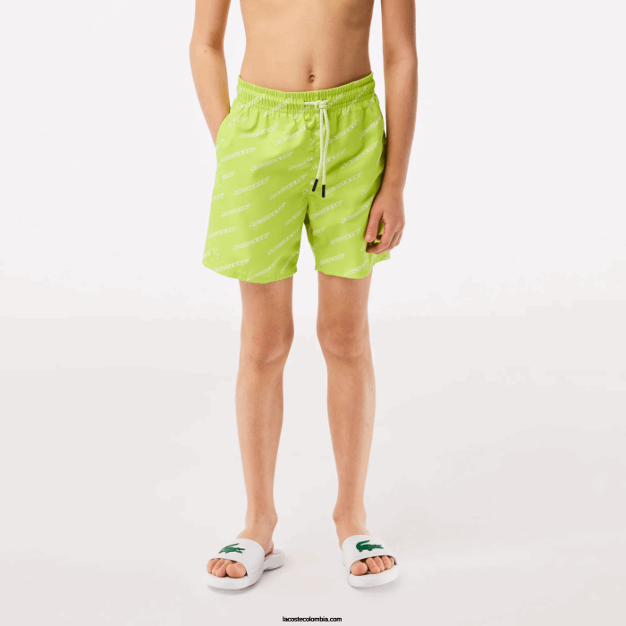Niños Lacoste 6F243109 amarillo blanco 9zv bañador de poliéster reciclado estampado