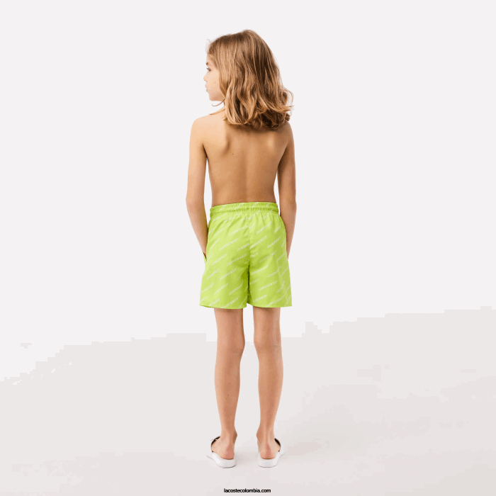 Niños Lacoste 6F243109 amarillo blanco 9zv bañador de poliéster reciclado estampado