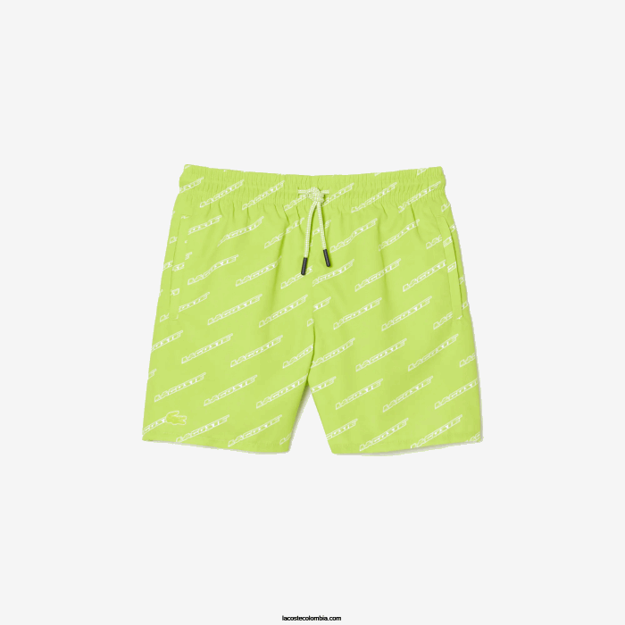 Niños Lacoste 6F243109 amarillo blanco 9zv bañador de poliéster reciclado estampado