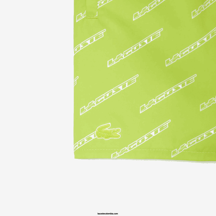 Niños Lacoste 6F243109 amarillo blanco 9zv bañador de poliéster reciclado estampado
