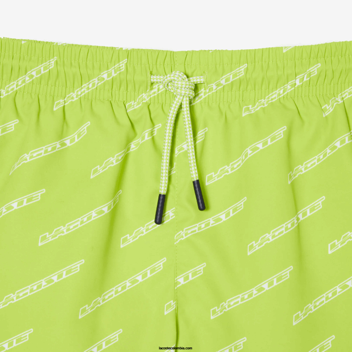 Niños Lacoste 6F243109 amarillo blanco 9zv bañador de poliéster reciclado estampado