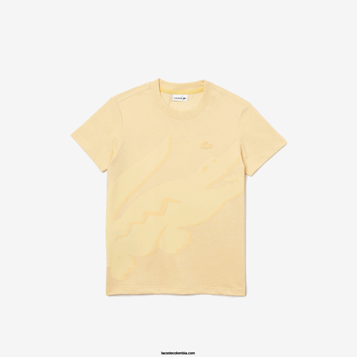 Niños Lacoste 6F243142 hbz amarillo camiseta de piqué de algodón orgánico Niños Lacoste 6F243142 hbz amarillo camiseta de piqué de algodón orgánico