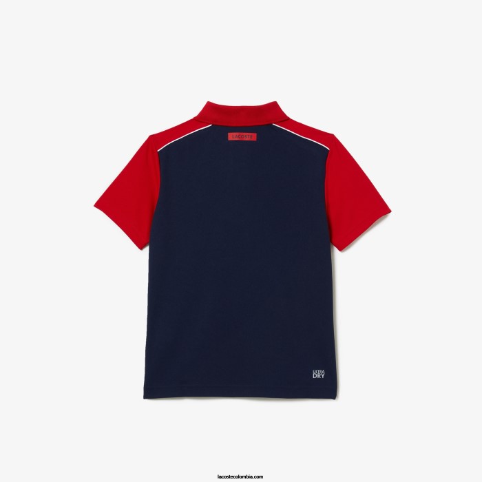 Niños Lacoste 6F243163 rojo azul marino 528 polo deportivo de piqué ultra-dry