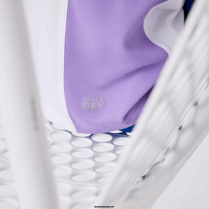 Niños Lacoste 6F243168 blanco azul marino violeta 6hu polo de tenis sport regular fit con detalle de malla