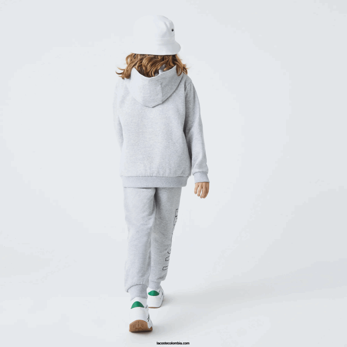 Niños Lacoste 6F243184 lomo gris cca sudadera con capucha y logo
