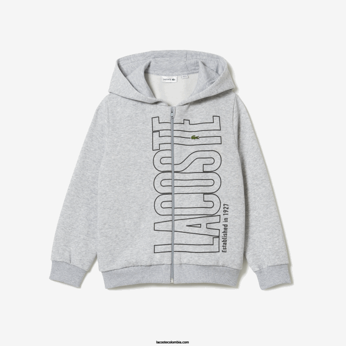 Niños Lacoste 6F243184 lomo gris cca sudadera con capucha y logo