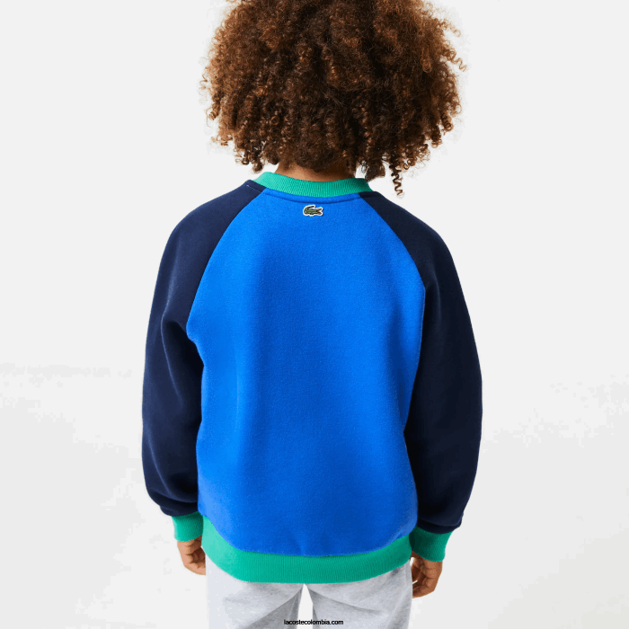 Niños Lacoste 6F243194 azul marino verde 7w2 sudadera con diseño colour block y logo