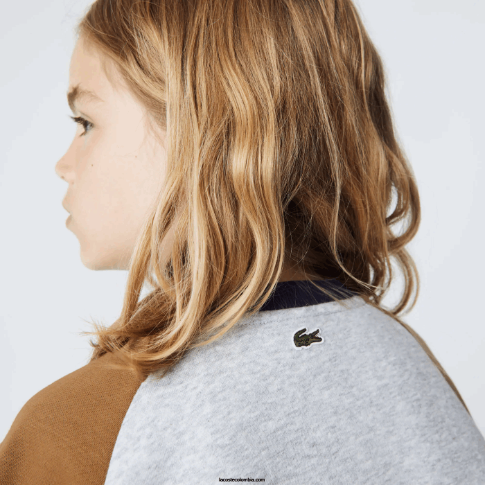 Niños Lacoste 6F243195 gris chino marrón azul marino ne1 sudadera con diseño colour block y logo